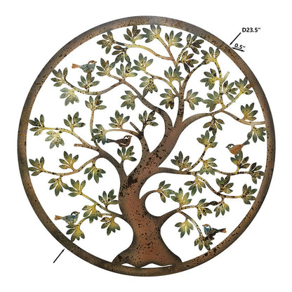 Laser Cut Colourful Round Tree Of Life w 3 Birds Wall Art 60cm - Image 5