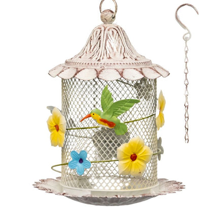 Hanging Mesh Birdfeeder w Flowers + Bird 58cm - Image 3