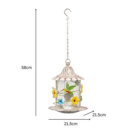 Hanging Mesh Birdfeeder w Flowers + Bird 58cm - Image 4