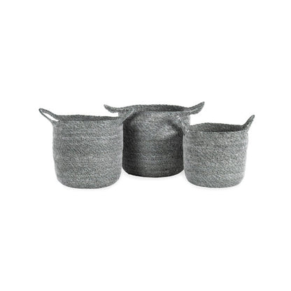 Set 3 Aqua Blue Baskets w Handles 24cm - Image 2