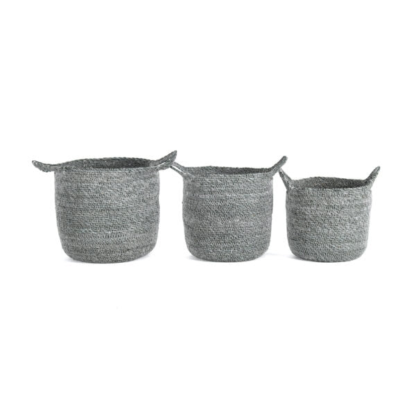 Set 3 Aqua Blue Baskets w Handles 24cm - Image 3