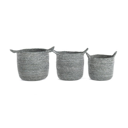 Set 3 Aqua Blue Baskets w Handles 24cm - Image 3