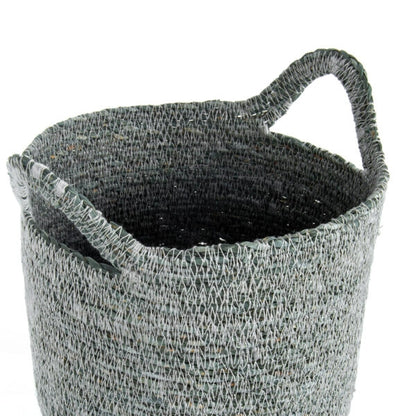 Set 3 Aqua Blue Baskets w Handles 24cm - Image 4