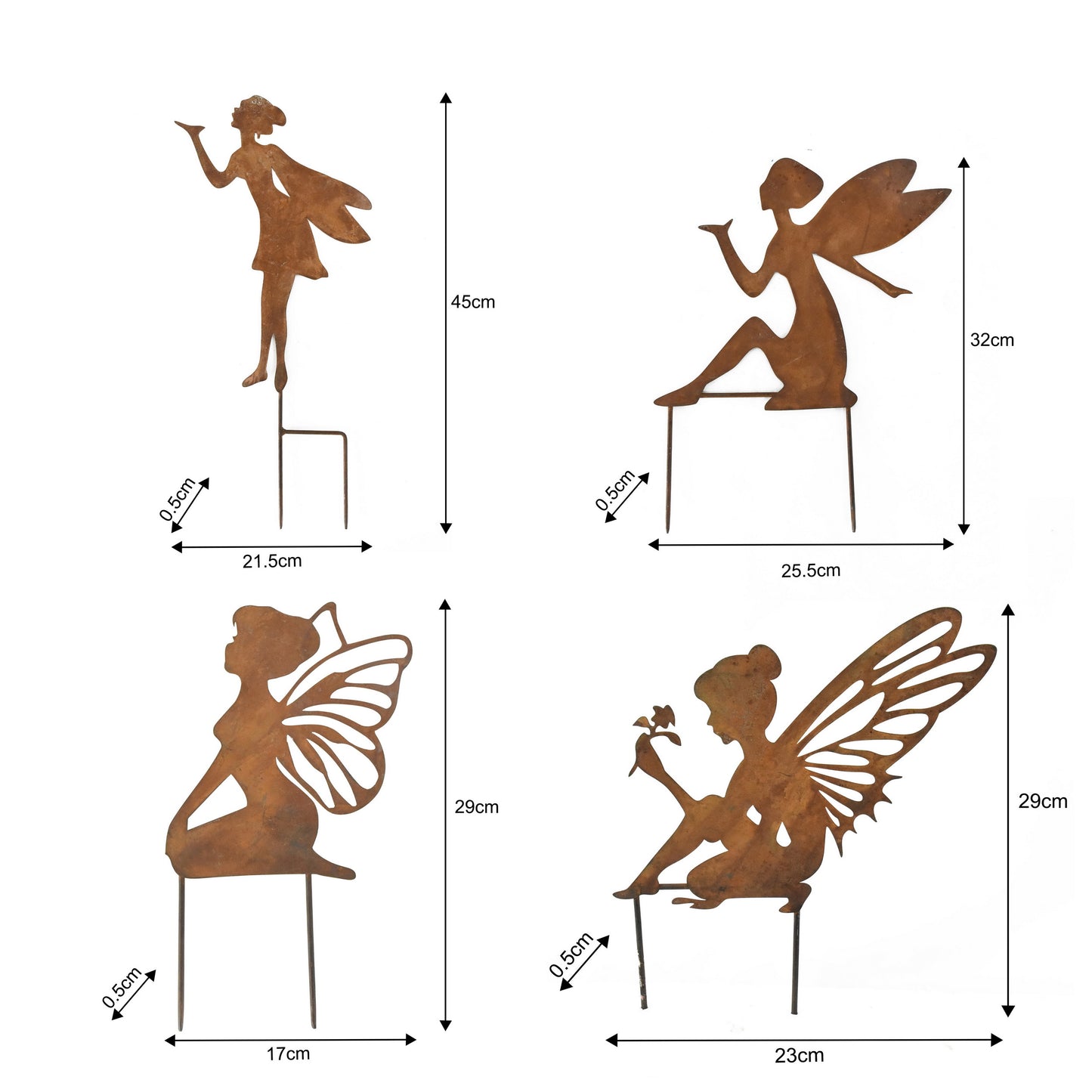 Set 4 Asst Fairy Garden Stakes 45cm, 32cm, 29cm, 29cm - Image 5
