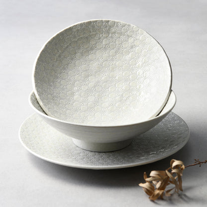 Udon Bowl 19.5cm White Star Glaze - Image 3