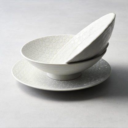Udon Bowl 19.5cm White Star Glaze - Image 4