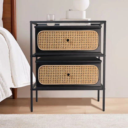 Ashe (Rattan) Bedside Table Black 61cm - Image 3