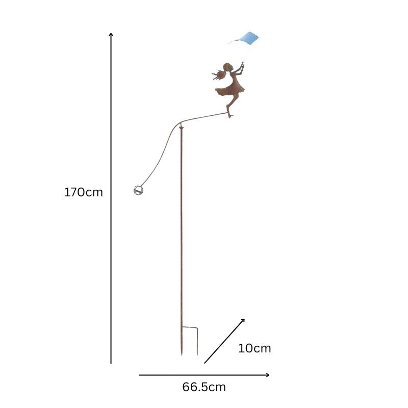 Girl w Blue Kite Spinner / Balancing Garden Stake 66cm - Image 2