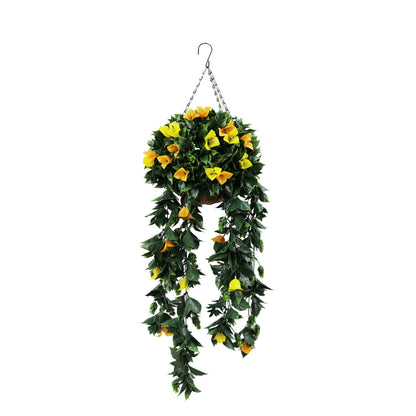 Artificial Hanging Basket Orange and Yellow Bouganvillea 30cm x 80cm Long UV Resistant - Image 5