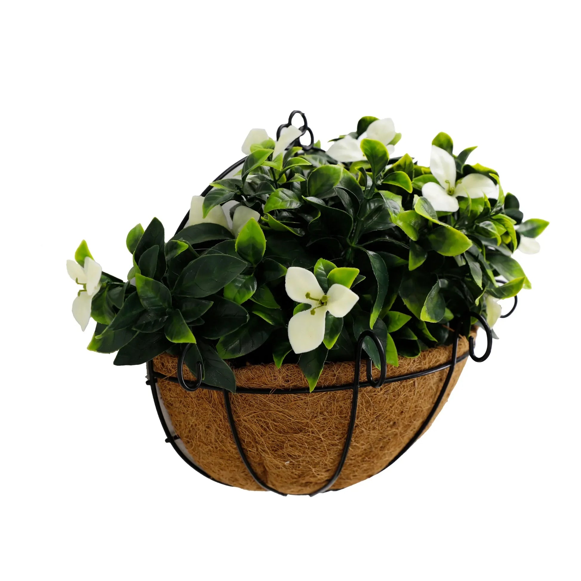 Artificial Wall Basket - Flowering White Jasmine Basket 20cm x 35cm Long UV Resistant - Image 2