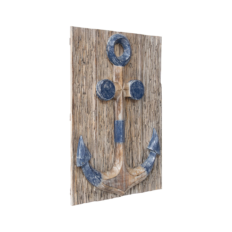 Hand-Carved Anchor Plaque Wall Art 40x60cm - Image 2