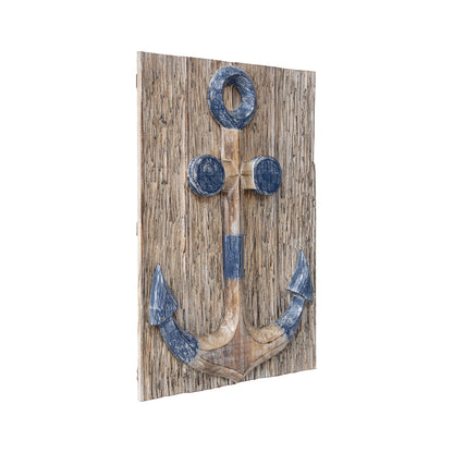 Hand-Carved Anchor Plaque Wall Art 40x60cm - Image 2