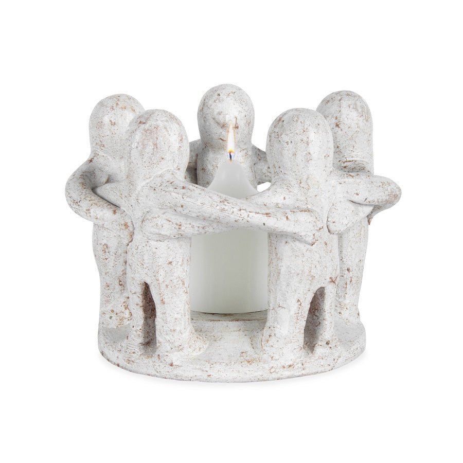 Hand-Potted Circle Of 5 Standing Friends Candle Holder 22x17cm