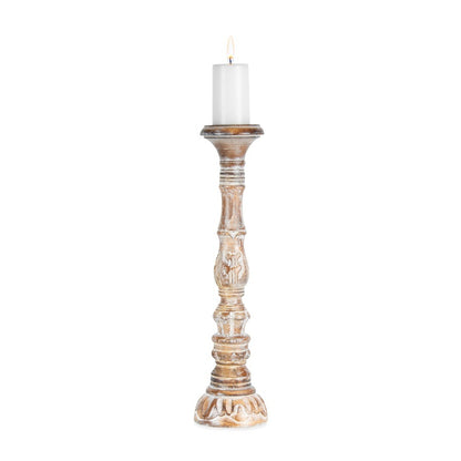 X-Tall Hand-Carved Embellished Pillar Candle Holder 11x50cm - Image 2