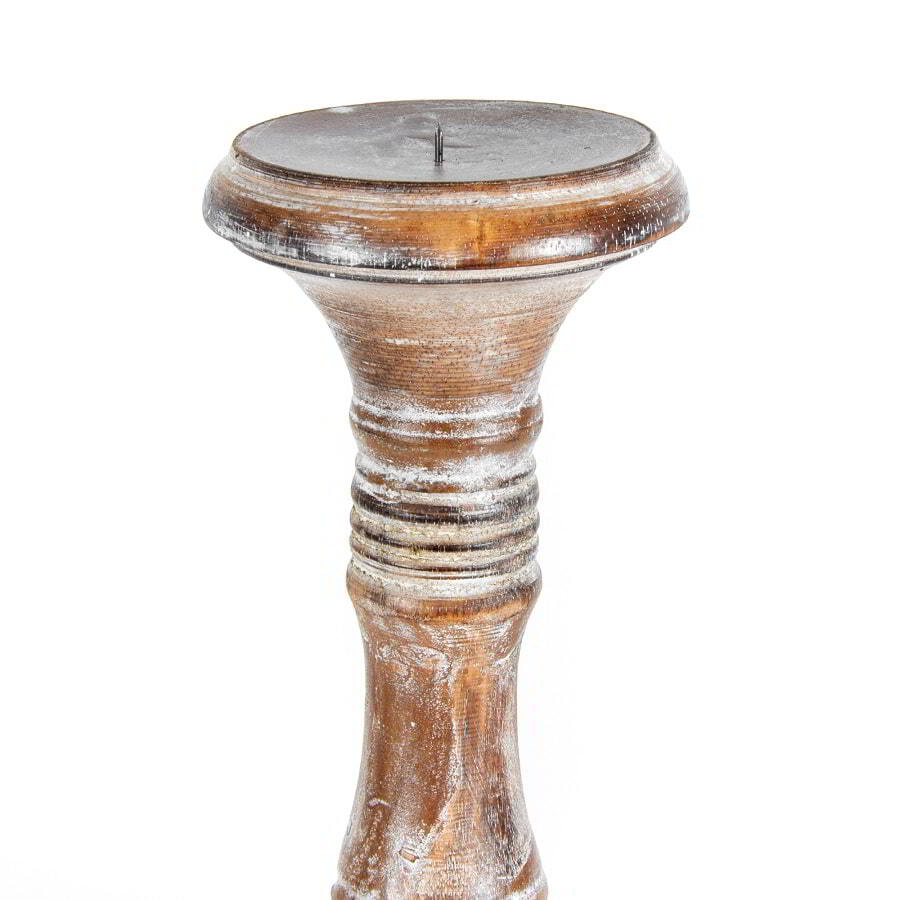 X-Tall Hand-Carved Embellished Pillar Candle Holder 11x50cm - Image 3