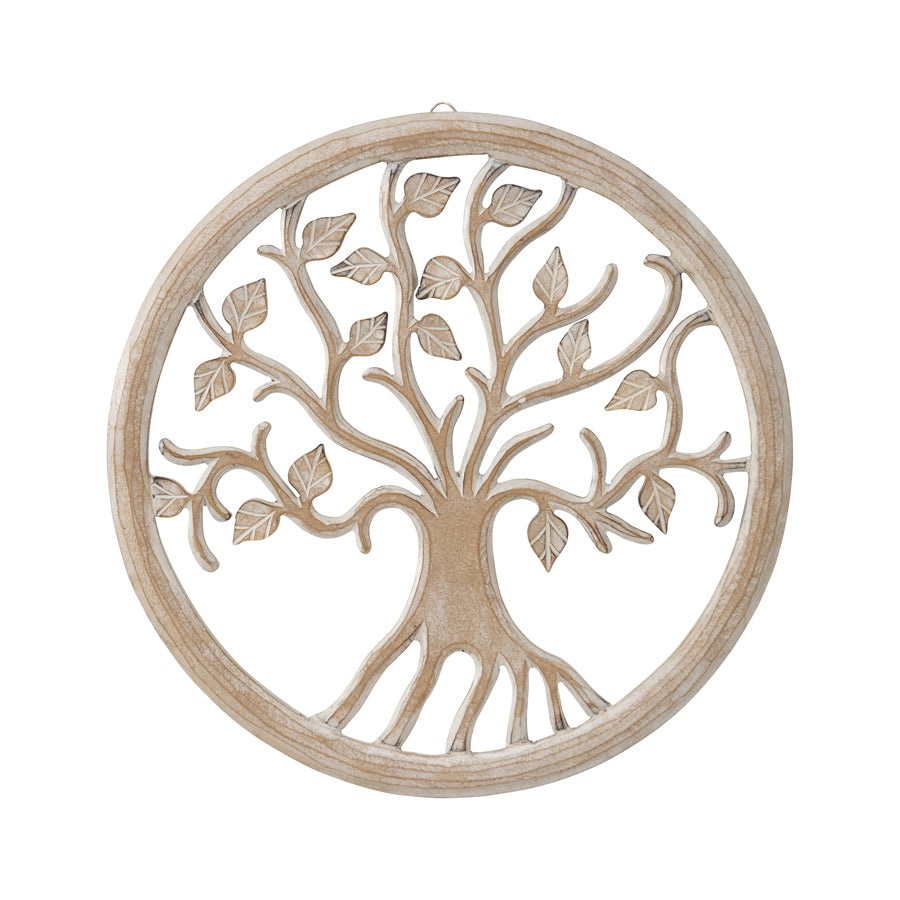 Hand-Carved Round Tree-Of-Life Wall Art 40x40cm