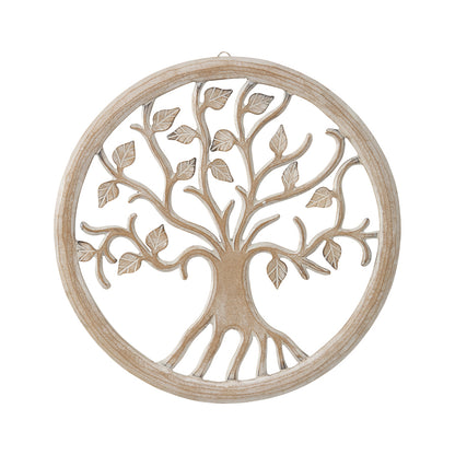Hand-Carved Round Tree-Of-Life Wall Art 40x40cm