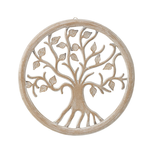 Hand-Carved Round Tree-Of-Life Wall Art 40x40cm