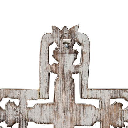 Hand-Carved Cross W Fleur-De-Lis Wall Art 25x40cm - Image 4