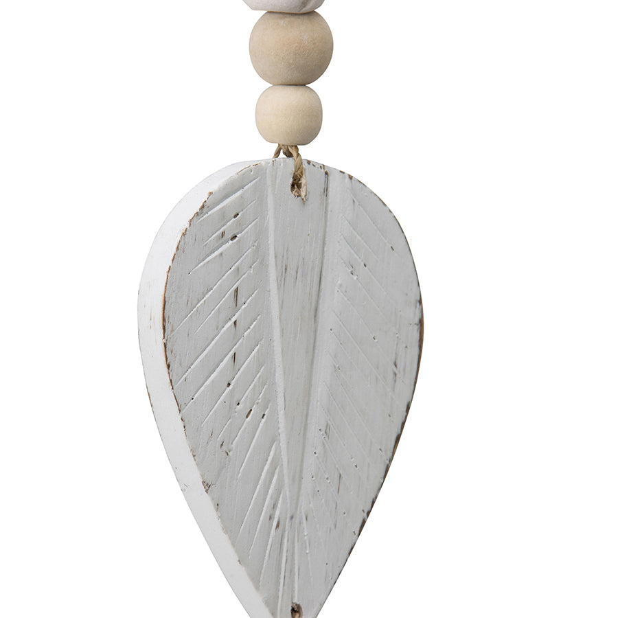 Handcrafted Hanging 3-Leaf Mobile with Beads & Tassel 8x105cm - Image 2