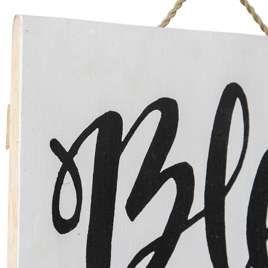 Handcrafted Monochrome Bless Our Nest Wall Art 30x2cm - Image 3