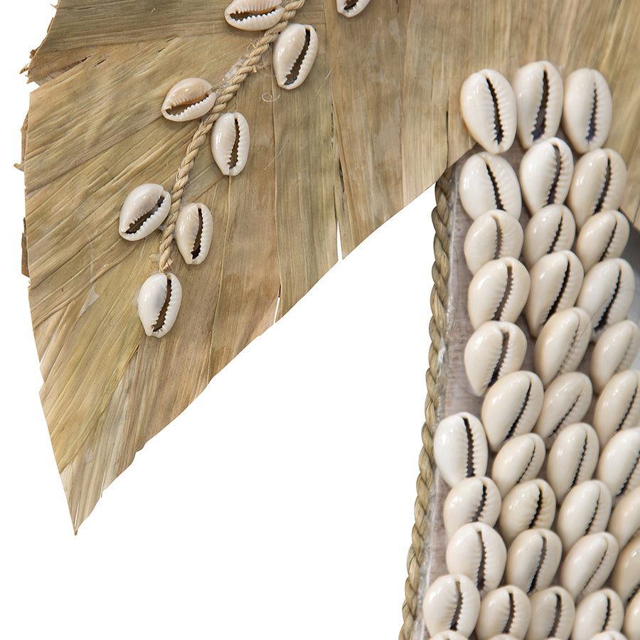 Handcrafted Shell & Weave Wall Hanging Palm Tree 30x30cm - Image 2