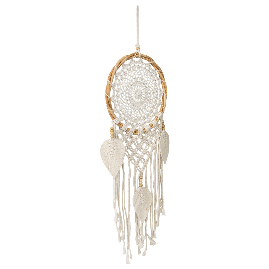 Handcrafted Boho Dream Catcher Leaf-Shaped Tassels 24x70cm - Image 2