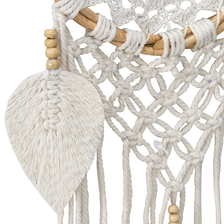 Handcrafted Boho Dream Catcher Leaf-Shaped Tassels 24x70cm - Image 4