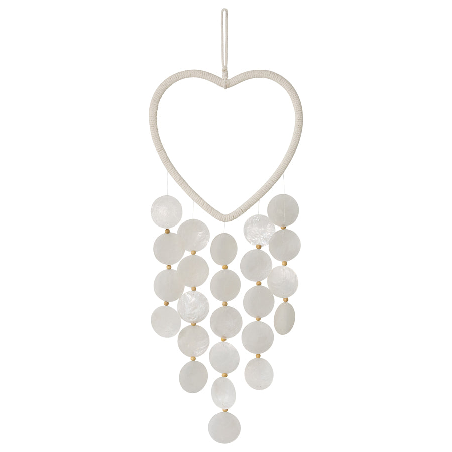 Heart Capiz Shells Hanging Mobile 23x2cm