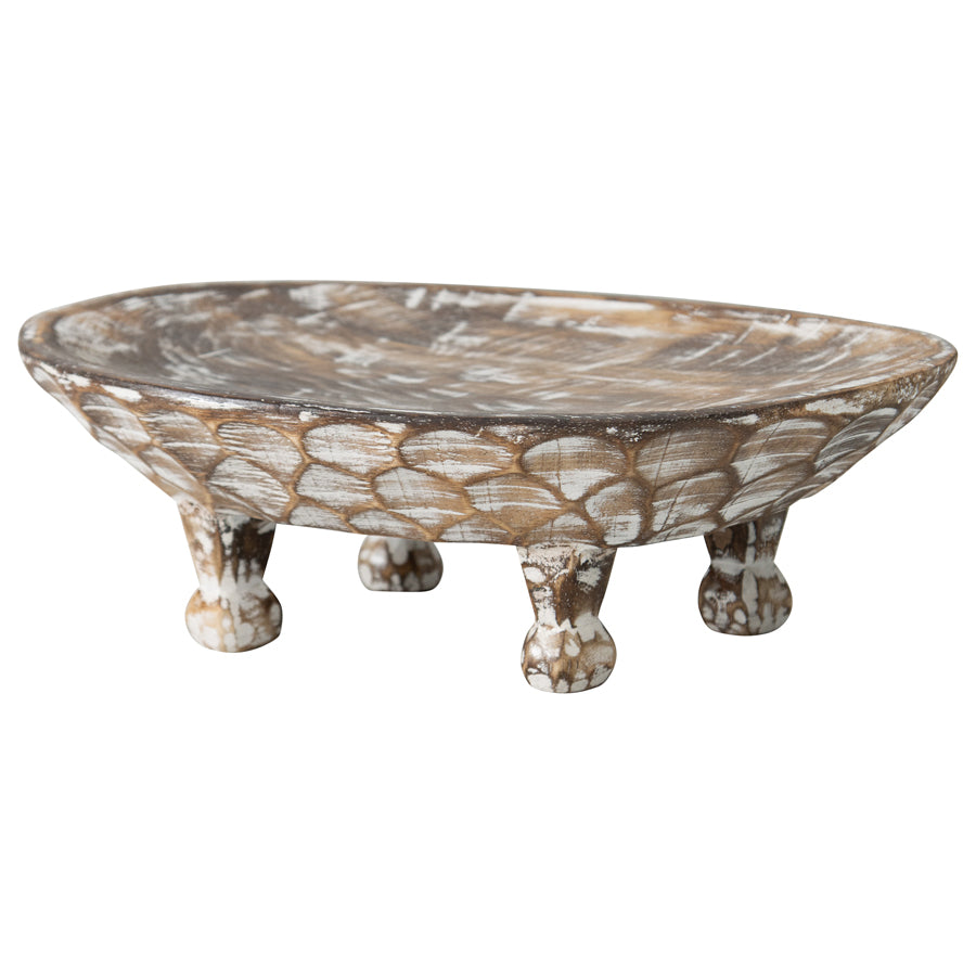 Handcarved Footed Oval Bowl 40x25cm - Image 2