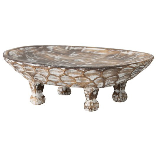 Handcarved Footed Oval Bowl 40x25cm - Image 2