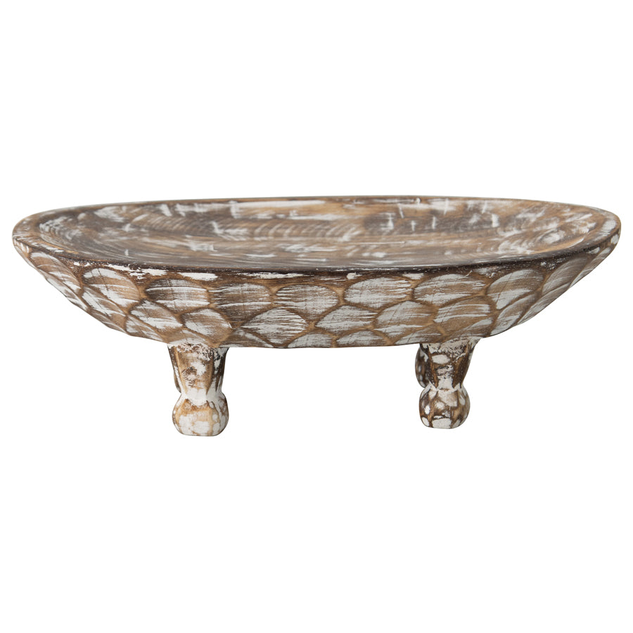 Handcarved Footed Oval Bowl 40x25cm - Image 3