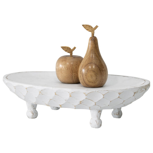 Handcarved Footed Oval Bowl 30x20cm