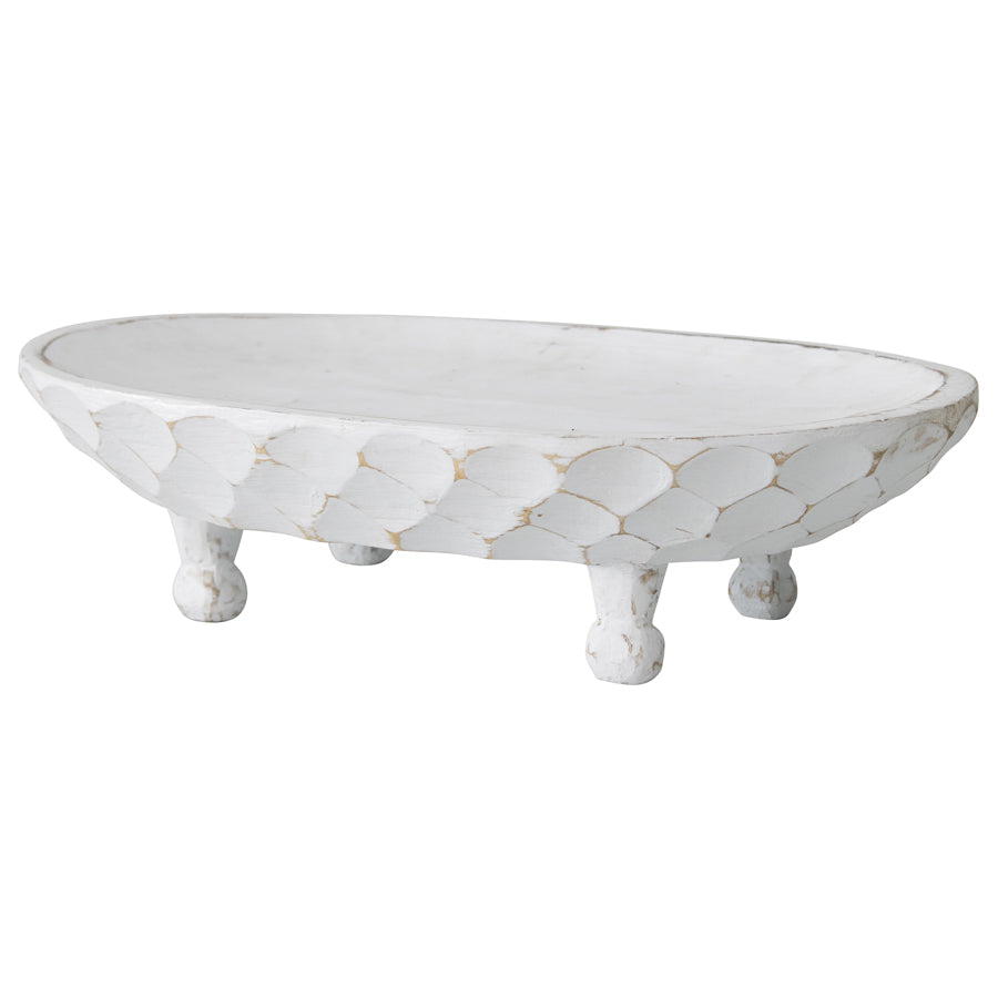 Handcarved Footed Oval Bowl 30x20cm - Image 2