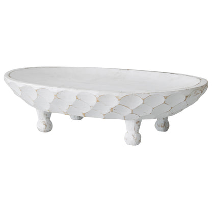 Handcarved Footed Oval Bowl 30x20cm - Image 2