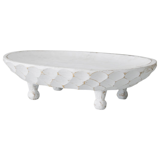 Handcarved Footed Oval Bowl 30x20cm - Image 2