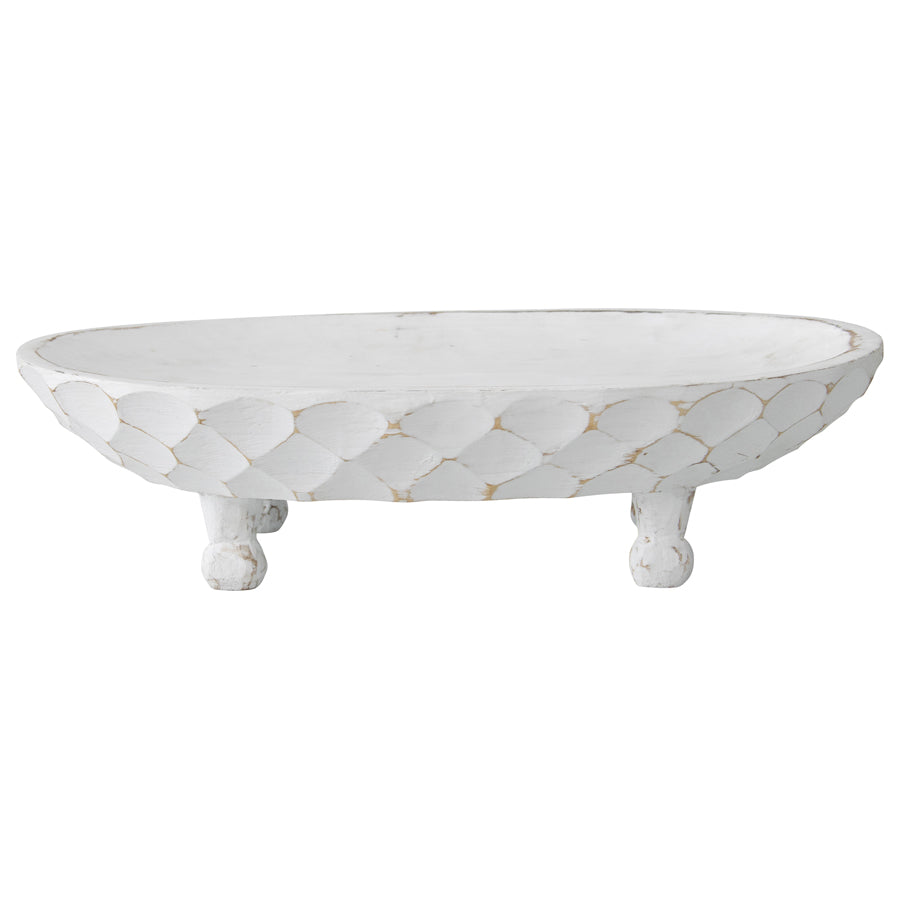 Handcarved Footed Oval Bowl 30x20cm - Image 3