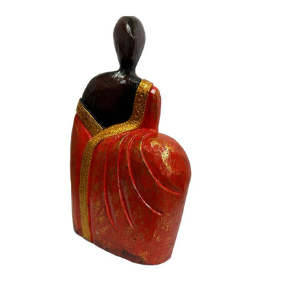 Tribal Lady Draped in Red Ornament 20x30cm - Image 2