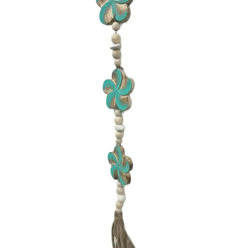 Turquoise Flowers W Beads + Tassel Mobile 90cm - Image 3