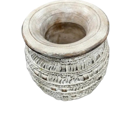 Handcrafted Natural Distressed Wooden Vase 29cm - Image 2