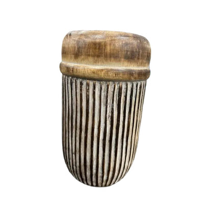 Handcrafted Natural Distressed Wooden Vase 30cm - Image 3