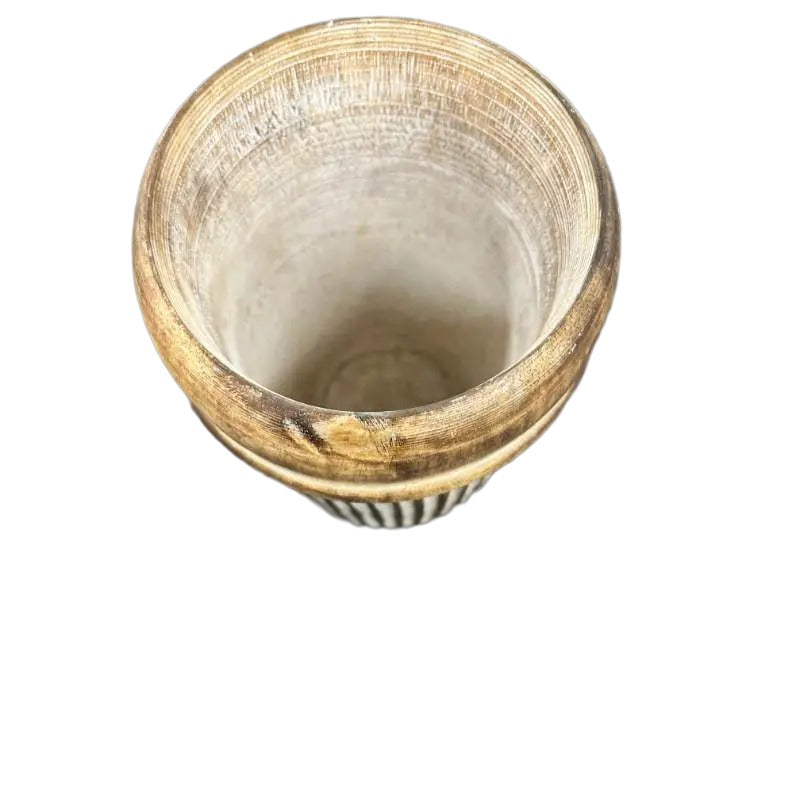 Handcrafted Natural Distressed Wooden Vase 30cm - Image 2
