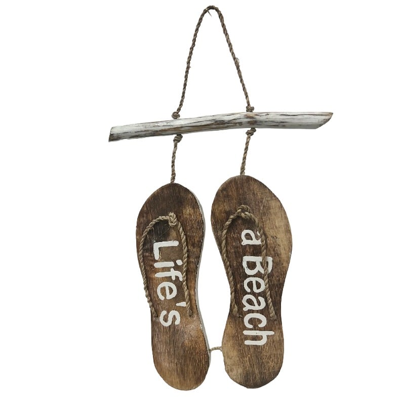 Handcrafted Life'S Beach Thongs Wall Art 24cm - Image 2