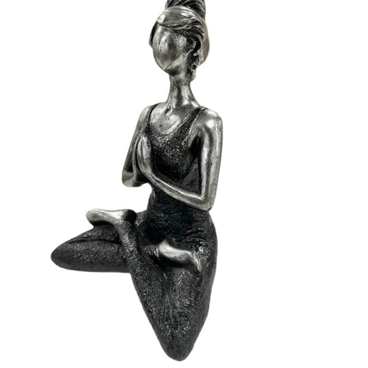 Handcrafted Yoga Lady In Black 23cm - Image 2