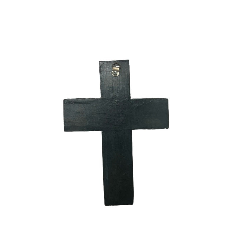 Handcrafted Monochrome Cross Wall Art 20cm - Image 2
