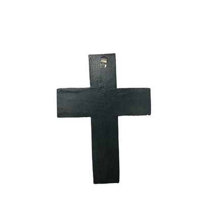 Handcrafted Monochrome Cross Wall Art 20cm - Image 2
