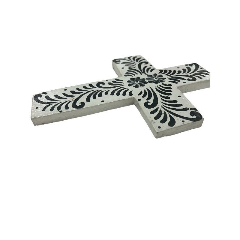 Handcrafted Monochrome Cross Wall Art 20cm - Image 3