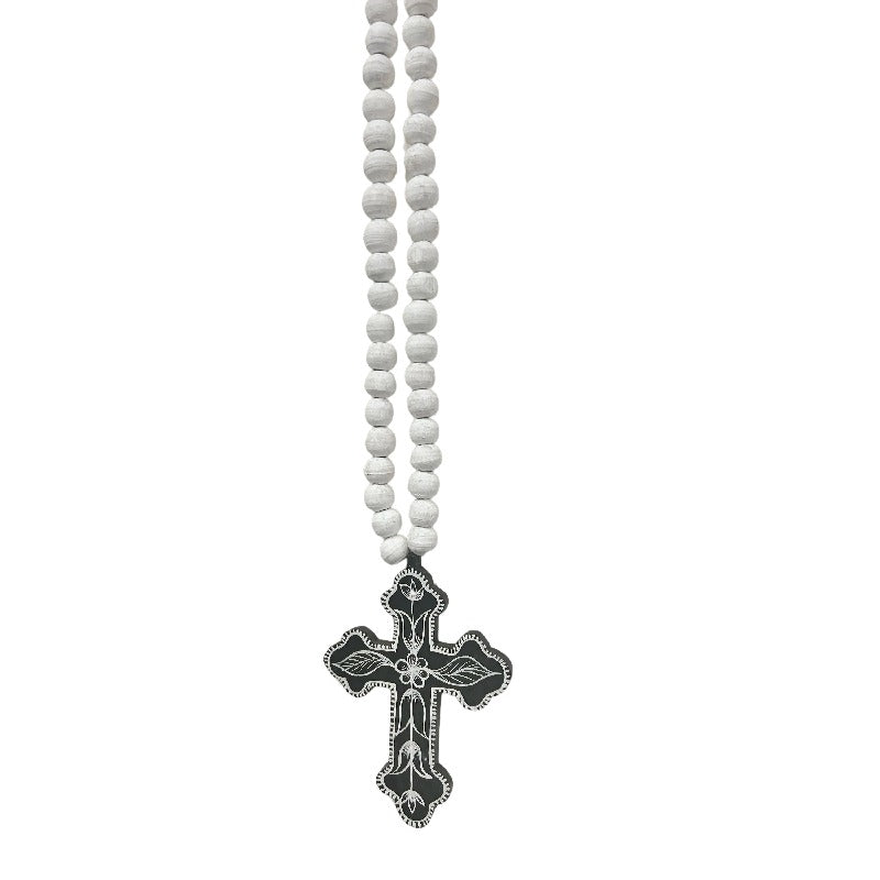 Handcrafted Cross With Beaded Necklace 65cm - Image 3