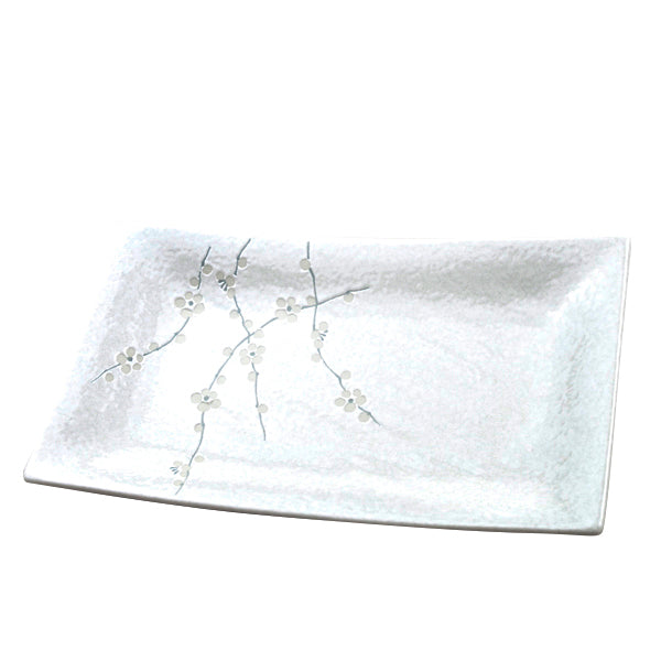 Platter Rectangular 33cm White Blossom Glaze - Image 2