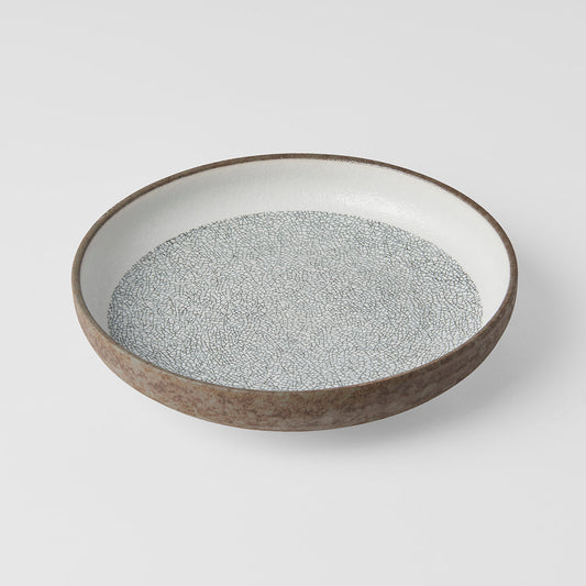 Plate High Rim 22cm Crazed Grey Glaze